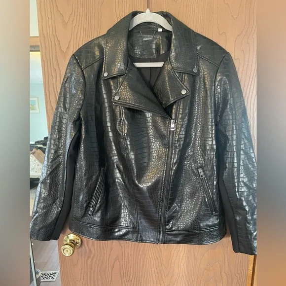 Chico's faux leather croc jacket, standard size XL, Chico size 3 - Picture 1 of 5